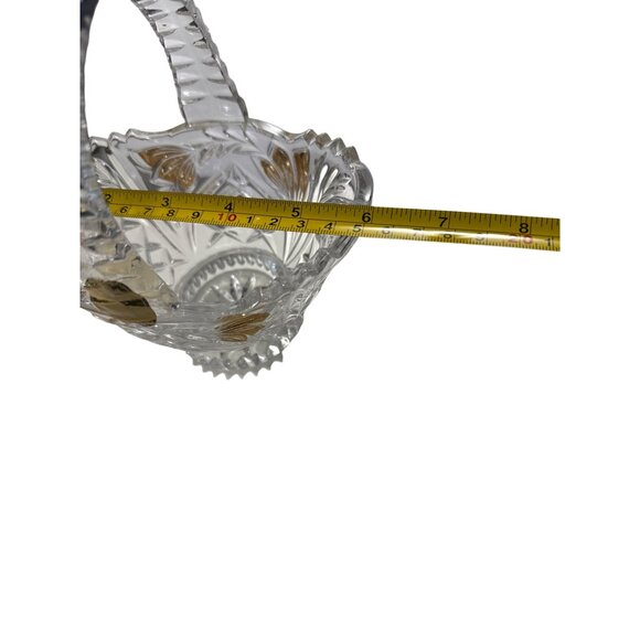 Anna Hütte Lead Crystal Bleikristall Basket Handle Gilt Accents Made in Germany - Picture 7 of 7